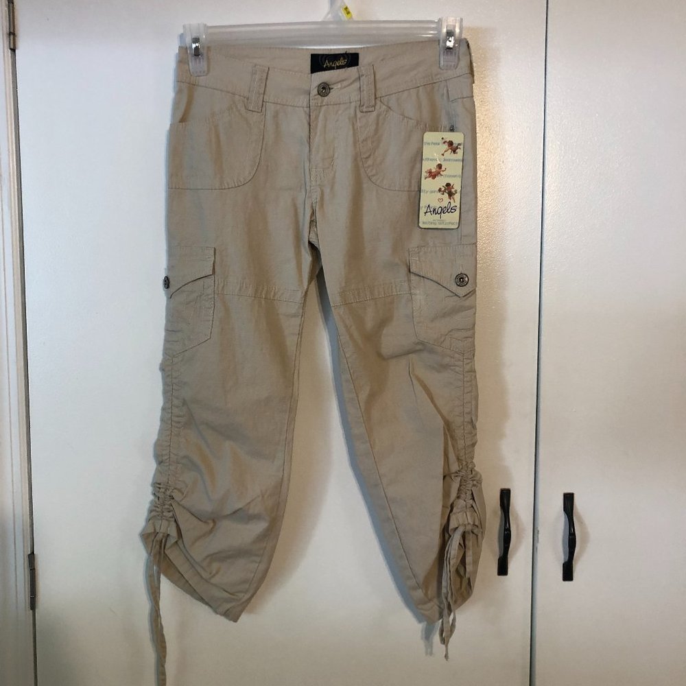 NWT Angels Khaki Cargo Capris Size 1